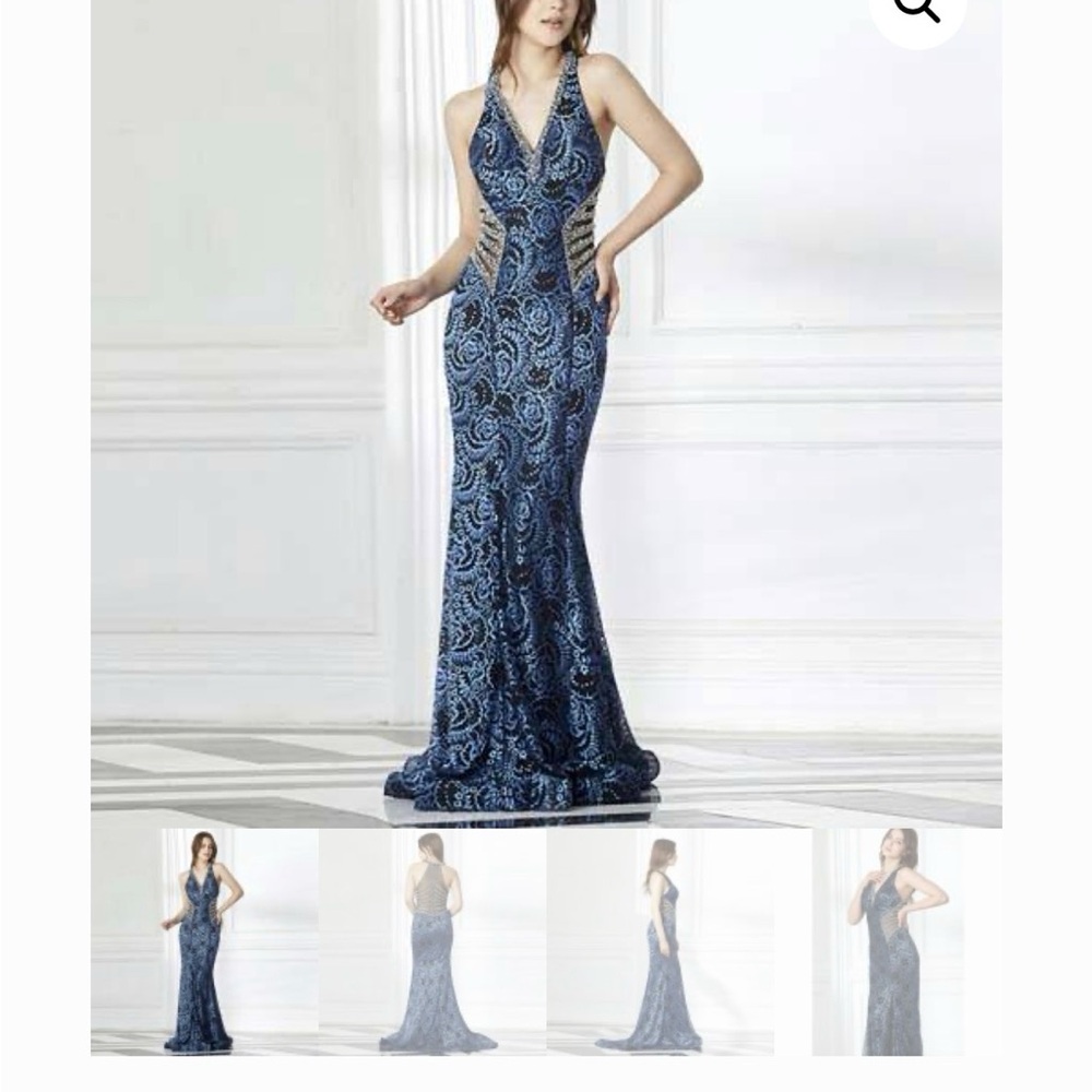Elegant Blue and Black Evening Gown